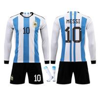 Vaikų Argentinos Messi ilgomis rankovėmis futbolo marškinėlių komplektas Daugiaspalvis Kvėpuojantis Greitai džiūstantis Treniruočių varžybų uniforma 120-130 CM įvairiaspalvis