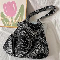 ins same large square floral bag Kong Xiaozhen variety show same shoulder bag thin cotton bag messenger bag