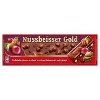 Nussbeisser Gold Pieninis Šokoladas Su Sveikais Lazdyno Riešutais Ir Razinomis 220 G