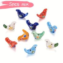 5 Handmade Realistic Bird Beads - Bright blue, white, gray, and brown porcelain pigeon ornaments for DIY necklace, bracelet, ear 5pcs