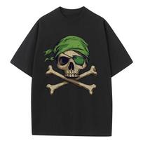 Summer Cotton T Shirt Graphic Tees Baggy Dropped Shoulders Oversized Short Sleeve Design Clothes Pirate Logo Graphic Tops S įvairiaspalvis