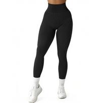 High Waist Ribbed Seamless Leggings for Women Stretchy Workout Yoga Pants Soft Fabric Ankle Length L juoda