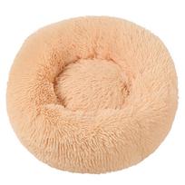 70cm Plush Round Pet Bed Soft and Comfortable Long Faux Fur Cushion for Dogs and Cats Suitable for Small and Medium Pets One Size smėlis