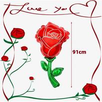 1-5pcs 91cm Giant Red Rose Foil Balloons, Valentines Day Rose Flower Shape Balloons For Wedding Anniversary Background Decor 91cm