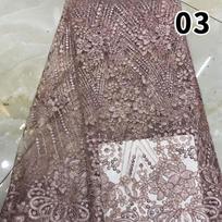 1 Yard Embroidery Sequin Tulle Lace Fabric High Quality French Embroidery African Nigerian Lace Fabric DIY Sewing Dress Clothes 1Yard