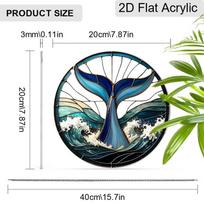 2D Flat Acrylic Ocean Whale Tail Suncatcher, 7.87/11.81in Window Hanging Decor, Home Room Art Ornament, Housewarming Gift 20cm