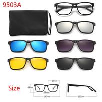 6 IN 1 Magnetic Colorful Clip-on Sun Glasses For Drivers Night Vision glasses Clip-on Myopia Frame Can Custom High Quality SHOW AS PICTURE