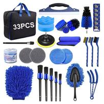 33pcs Car Interior Cleaning Brush Set For Air Outlet Tire Rim Drill Brush Sponges Auto Interior Dirt Dust Cleaning Tool