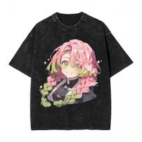 Anime Demon Slayers Kanroji Mitsuri T Shirts Cute Graphic Washed Oversized Tshirts Men Women Clothing Cotton Short Sleeve Tees S
