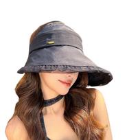 Wide Brim Sun Protection Cap UV Protection Solid Color Outdoor Bucket Hat Korean Style Lightweight Beach Hat Sports Events juoda