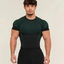 Men's Mesh Panel Quick Dry Compression T-Shirt Crew Neck For Gym Workout M žalia