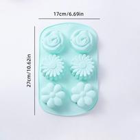 6-Cavity Silicone Soap Molds Food Grade Silicone Non-Stick Chocolate Molds Handmade Flower Shape Pudding Mould Holiday Baking žalia
