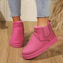 Moteriški plačios pėdos guminiai sniego batai, su pliušiniu pamušalu neslystantys ankle boots, žieminiai šilti ankle boots didmeninė prekyba 36 rožinė raudona spalva