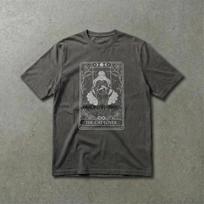 Summer Men's Pure Cotton Vintage Mystic Cat Tarot T-shirt Casual Stylish Loose and Breathable Suitable for Everyday Wear S įvairiaspalvis