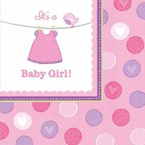 Serwetki Na Baby Shower Girl, 33X33 Cm, 16 Szt.