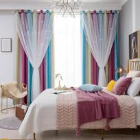 Blackout Kids Curtains Bedroom Thermal Insulated Silver Twinkle Star Curtains Boys Antique Grommet Window Treatment KTY 100x130 violetinė