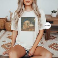 Juokingas auksaspalvis retriveris, geriantis alų, unisex marškinėliai, šunų memų grafinis marškinėlis, kvailas naujoviškas L