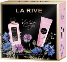 Kvepalų dovanų rinkinys LA RIVE Vintage Flowers Eau de Parfum 90 ml, dušo gelis 100 ml, gėlių aromatas
