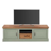 Iš pušies masyvo TV spintelė šviesiai žalios spalvos 160x50 cm Selma – Støraa