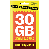 LABAS pakuotė 30GB + 200 min. & SMS