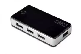 Assmann Electronic DIGITUS USB2.0 Hub 7 prievadų 7xUSB A/F 1xUSB mini su įsk. maitinimo 5V DC 3,5A ir USB laidas juodas