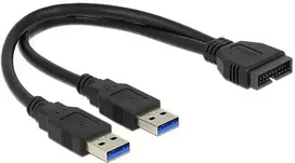 DELOCK kabelio USB 3.0 kaiščio antraštės kištukinis lizdas > 2 x USB 3.0 tipo A kištukas 25 cm