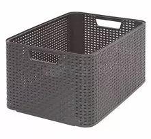 Plastikinis krepšys CURVER RATTAN STYLE, L, tam. pilkos sp., 44 x 33 x 23 cm, 30 l