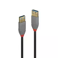 USB Kabelis - LINDY Anthra Line USB 3.2 Tipo A Prailginimo Laidas, 5Gbps, 0.5 m, Juodas