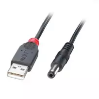 USB Kabelis - LINDY USB 2.0 Type A į 5.5mm DC Laidas, 1.5 m, Juodas