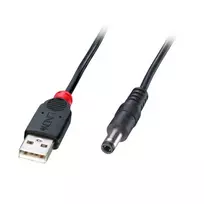 USB Kabelis - LINDY USB 2.0 Type A į 5.5mm DC Laidas, 1.5 m, Juodas