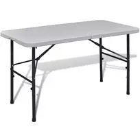 Sulankstomas sodo stalas, baltos spalvos, 122cm, HDPE