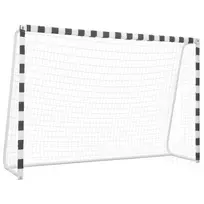 Futbolo vartai, juodos ir baltos sp., 300x200x90 cm, metalas