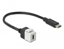 KEYSTONE MODULIS, USB-C(F) 3.0->USB-C(M) LIZDAS ANT 25CM KABELIO JUODA-Baltas DELOCK