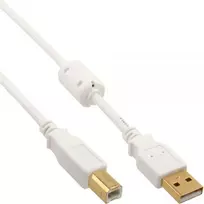 USB kabelis InLine USB-A - USB-B 10 m Balta (34550W)