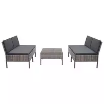 Lauko baldų komplektas Sodo sofos komplektas su pagalvėmis, 5 dalių, pilkas, ratanas