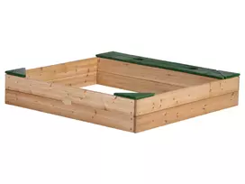 AXI medinė smėlio dėžė + priedų laikymo dėžutė + brezentas