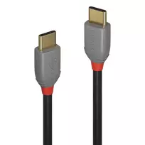 USB Kabelis - LINDY Anthra Line USB 2.0 Type C Laidas, M/M, 60W PD, 480Mbps, 0.5 m, Juodas