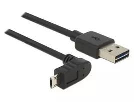 KABELIS USB MICRO(M) KAMPINIS GÓRA/DÓŁ->USB-A(M) 2.0 3M EASY-USB JUODA DELOCK