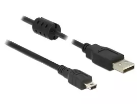 USB MINI(M)->USB-A(M) 2.0 LAIDAS 2M Juodas FERITAS (CANON) DELOCK