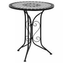 Mozaikinis bistro staliukas, pilkos spalvos, 61cm, keramika