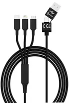 Smrter USB USB-A + USB-C kabelis - USB-C + microUSB + Žaibas 1,2 m Juodas (SCRTER _ HYDRA _ ULT _ BK)