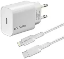 4smarts VoltPlug 20W PD USB-C Laidinis įkroviklis with USB-C to Lightning cable baltos spalvos