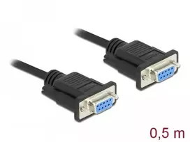 Delock serijinis kabelis RS-232 Sub-D9 iš lizdo į lizdą nulinis modemas 0,5 m