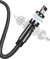 USAMS U59 magnetinis Lightning laidas 2.1A greitas įkrovimas 1m pintas juodos spalvos SJ472USB01 (US-SJ472)