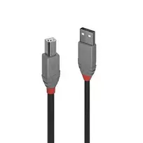 USB Kabelis - LINDY Anthra Line USB 2.0 Type A į B Laidas, 2 m, Juodas