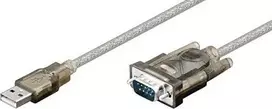 USB kabelis MicroConnect USB-A - DB-9 1,5 m Pilkas (USB2.0 - nuoseklus DB9 M-M, 1,5 m)