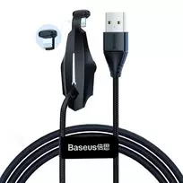 Kabelis USB A - IP Lightning 1.2m su laikikliu prilimpančiu prie telefono, su nailoniniu šarvu juodas BASEUS