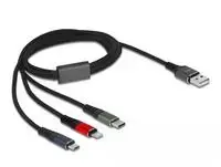 Delock USB įkrovimo laidas 3 viename, skirtas Lightning™ / Micro USB / USB Type-C™ 1 m