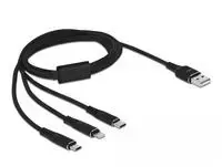 Delock USB įkrovimo laidas 3 viename, skirtas Lightning™ / Micro USB / USB Type-C™ 1 m juodas