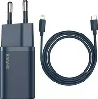 Baseus Super Si 1C 20W greitas sieninis įkroviklis su 1m USB-C - Lightning kabeliu - Mėlynas